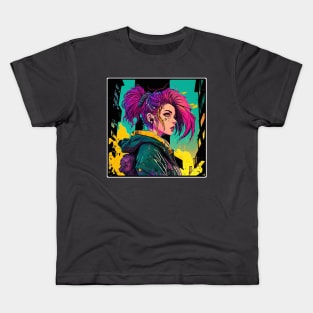 Anime style Synthwave Girl Kids T-Shirt